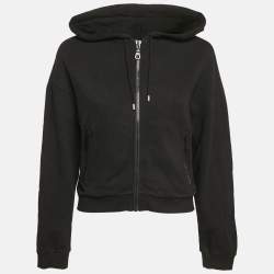 Kenzo Black Cotton Knit Zip-Up Hooded Jacket M