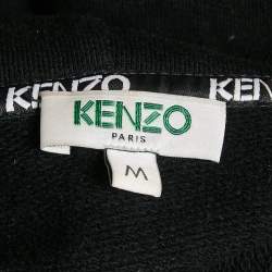 Kenzo Black Cotton Knit Zip-Up Hooded Jacket M