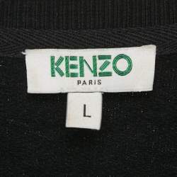 Pre Owned Kenzo Black Logo Embroidered Cotton Sweatshirt L