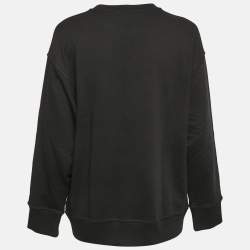 Pre Owned Kenzo Black Logo Embroidered Cotton Sweatshirt L