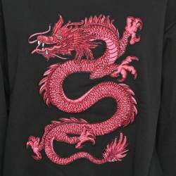 Pre Owned Kenzo Black Logo Embroidered Cotton Sweatshirt L