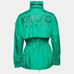 Kenzo Green Synthetic Zip-Up Hooded Windbreaker Jacket M