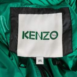 Kenzo Green Synthetic Zip-Up Hooded Windbreaker Jacket M
