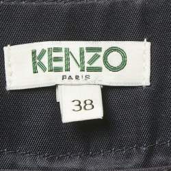 Pre Owned Kenzo Blue Gabardine Pleated Trousers M