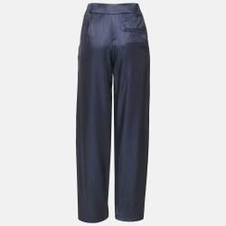 Pre Owned Kenzo Blue Gabardine Pleated Trousers M