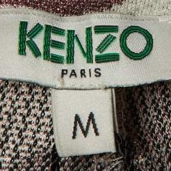 Kenzo White Lurex Printed Cotton Knit Pants M