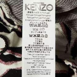 Kenzo White Lurex Printed Cotton Knit Pants M