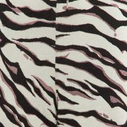 Kenzo White Lurex Printed Cotton Knit Pants M