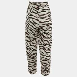 Kenzo White Lurex Printed Cotton Knit Pants M