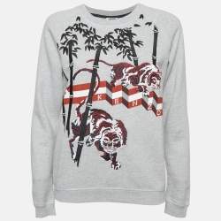 Kenzo Grey Embroidered Cotton Crew Neck Sweatshirt S