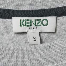 Kenzo Grey Embroidered Cotton Crew Neck Sweatshirt S