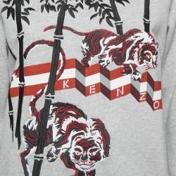 Kenzo Grey Embroidered Cotton Crew Neck Sweatshirt S
