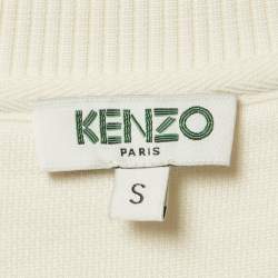 Kenzo Off-White Eiffel Tower Embroidery Cotton Crew Neck Sweatshirt S 