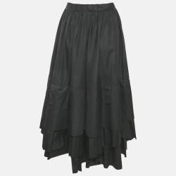 Pre Owned Kenzo Black Cotton Tiered Long Skirt M