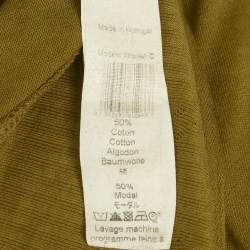 Pre Owned Kenzo Olive Yellow Cotton and Modal Knit V-Neck Long Sleeve Top S