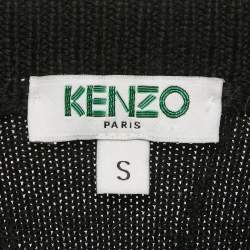 Kenzo Black Tufted and Metallic Print Wool Knit Sweater S