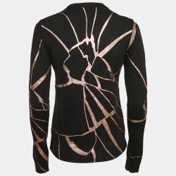 Kenzo Black Tufted and Metallic Print Wool Knit Sweater S