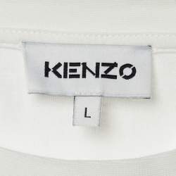 Kenzo White Tiger Print Cotton Crew Neck T-Shirt L