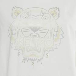Kenzo White Tiger Print Cotton Crew Neck T-Shirt L