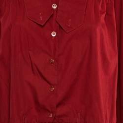 Kenzo Red Cotton Ruffle Button Front Shirt XL