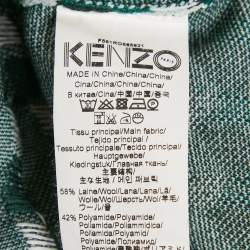 Kenzo Green Patterned Knit Beads Embellished Mini Dress S