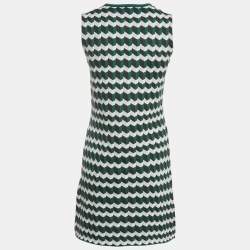 Kenzo Green Patterned Knit Beads Embellished Mini Dress S
