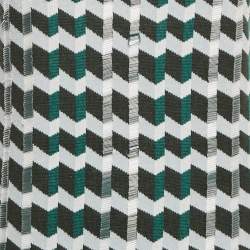 Kenzo Green Patterned Knit Beads Embellished Mini Dress S
