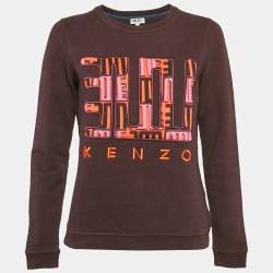 Kenzo Burgundy Love Embroidered Cotton Knit Sweatshirt S