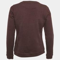 Kenzo Burgundy Love Embroidered Cotton Knit Sweatshirt S