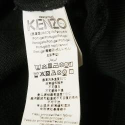 Kenzo Black Tiger Print Cotton Knit Hooded Mini Dress S