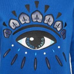 Kenzo Blue Eye Embroidered Cotton Crew Neck Sweatshirt S 