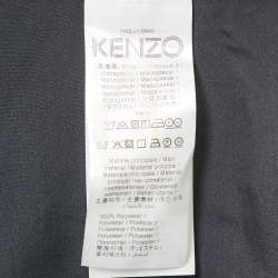 Kenzo Navy Blue Satin Wavy Pin Tucked Midi Skirt M