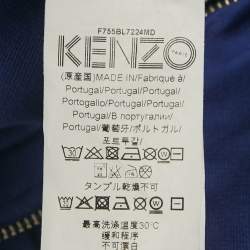 Pre Owned Kenzo Blue Logo Print Cotton Hooded Jacket L