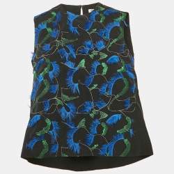 Kenzo Black Embroidered Crepe Sleeveless Top M