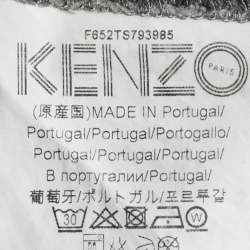 Kenzo Grey/Black Logo Cotton Printed Sleeve Round Neck T-Shirt M