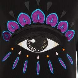 Pre Owned Kenzo Black Eye Embroidered Cotton Knit Sweatshirt L