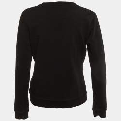 Pre Owned Kenzo Black Eye Embroidered Cotton Knit Sweatshirt L