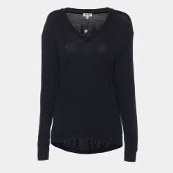 Kenzo Navy Blue Wool Knit V Neck Pullover Sweater S
