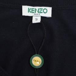 Kenzo Navy Blue Wool Knit V Neck Pullover Sweater S
