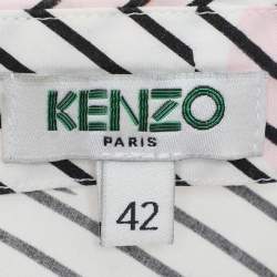 Kenzo White Striped Printed Cotton Tunic Blouse L