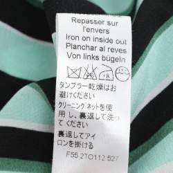 Pre Owned Kenzo Green Stripe Silk Tunic Blouse L