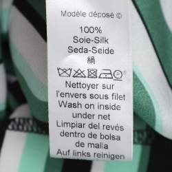 Pre Owned Kenzo Green Stripe Silk Tunic Blouse L