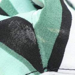 Pre Owned Kenzo Green Stripe Silk Tunic Blouse L