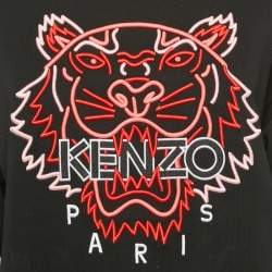 Pre Owned Kenzo Black Tiger Embroidered Cotton Crew Neck Sweatshirt S   