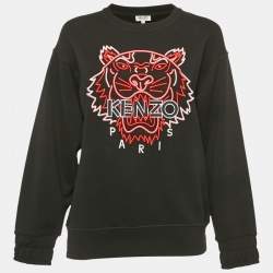 Pre Owned Kenzo Black Tiger Embroidered Cotton Crew Neck Sweatshirt S   