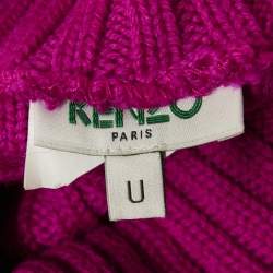 Pre Owned Kenzo Purple Cable Knit Turtle Neck Top & Maxi Skirt M