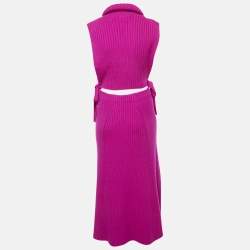 Pre Owned Kenzo Purple Cable Knit Turtle Neck Top & Maxi Skirt M