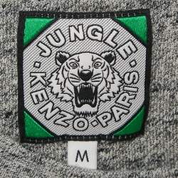 Pre Owned Kenzo Grey Tiger Embellished Cotton Crew Neck Sweatshirt M