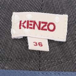 Pre Owned Kenzo Grey Wool Blend Wide Leg Trousers S