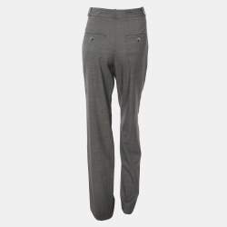 Pre Owned Kenzo Grey Wool Blend Wide Leg Trousers S